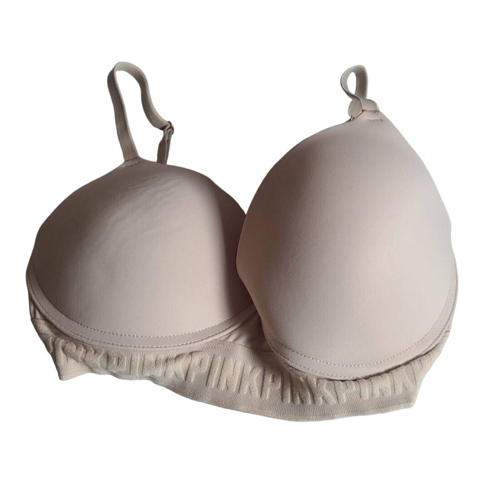Victoria's Secret PINK Wear Everywhere Tan Wire Free Push Up Bra Size 34D